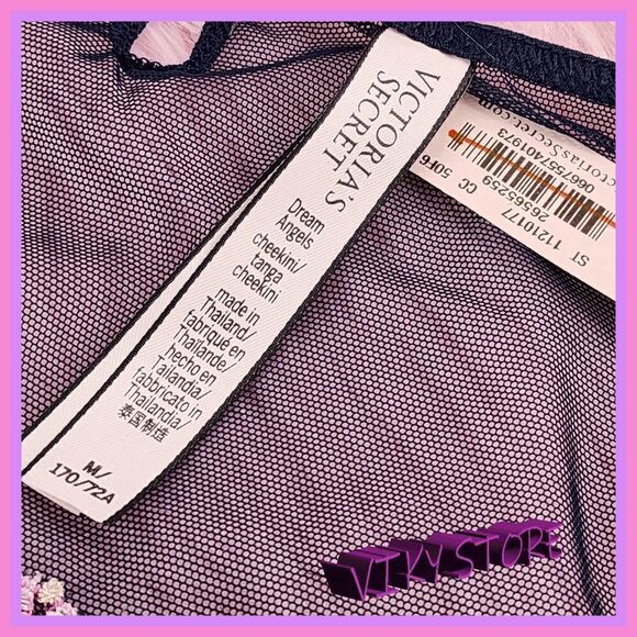 NWT Victoria's Secret Blue Embroidery Cheekini: Elegance in Every Detail Small N - Picture 4 of 5